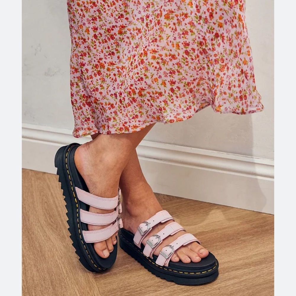 Dr Martens Blaire Slide Platform Sandals in Pink Leather size 9